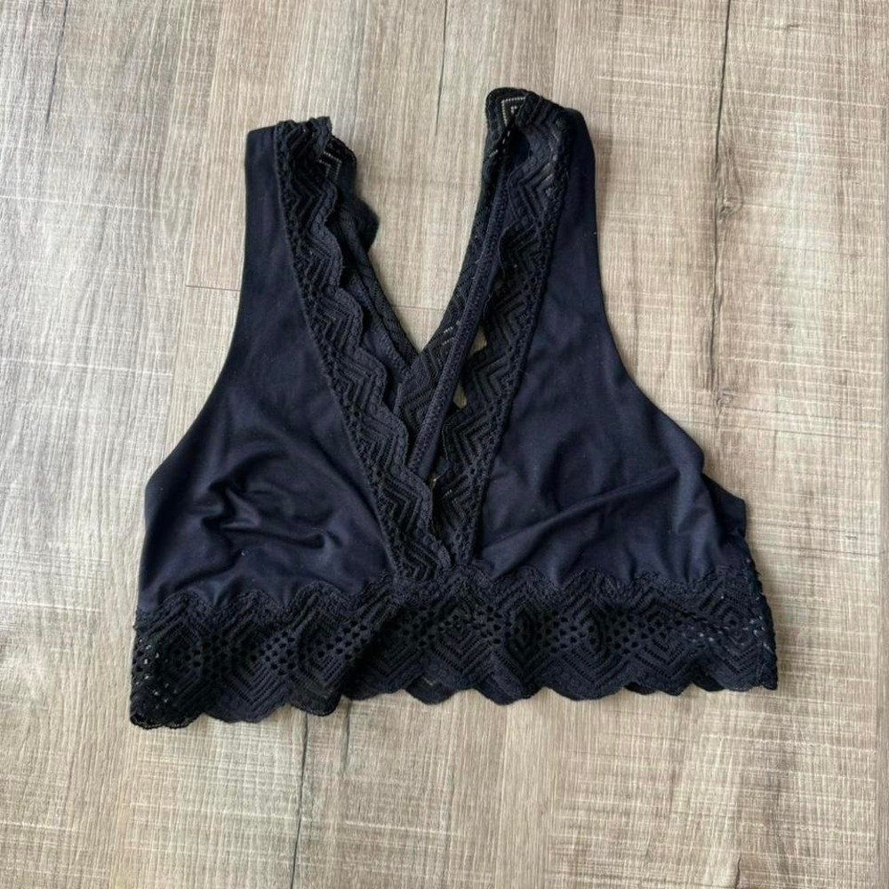 Aerie‎ Black Lace Bralette Women's Size Small Boho Hippie Retro Loungewear